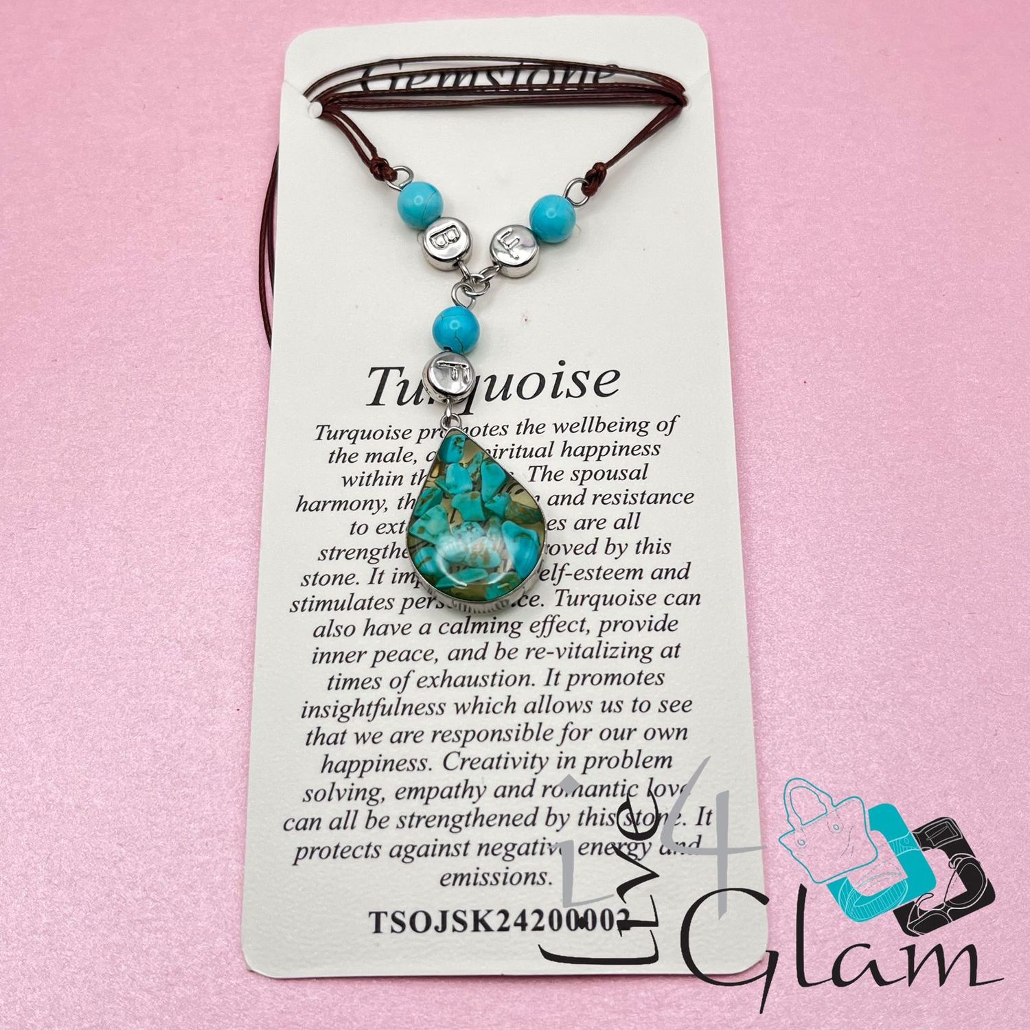 Stainless Steel Genuine Gemstone Necklace, Style: Turquoise