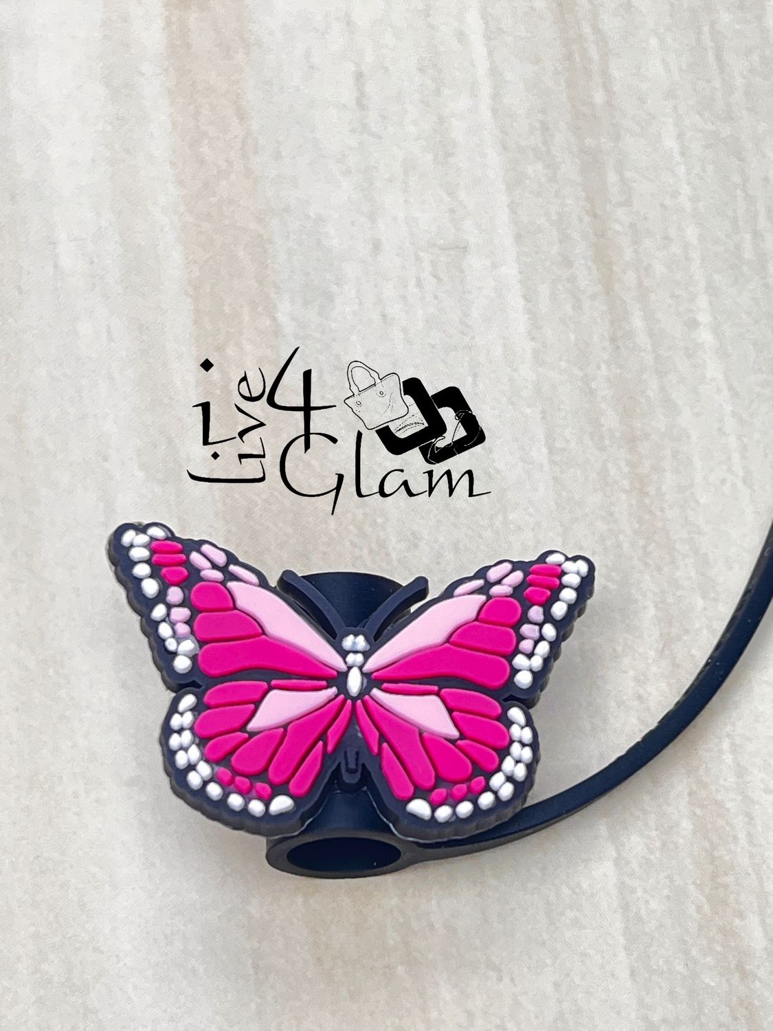 Butterfly Silicone Straw Cover, Color: Pink