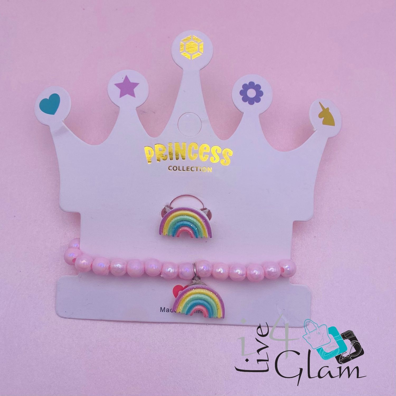 Princess Collection Ring Bracelet Set , Style: Rainbow