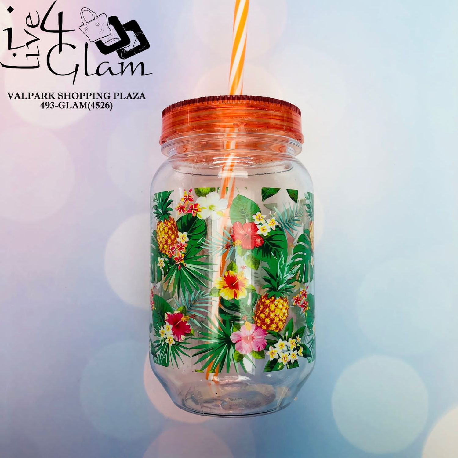 Hawaiian Mason Jar, Color: Orange