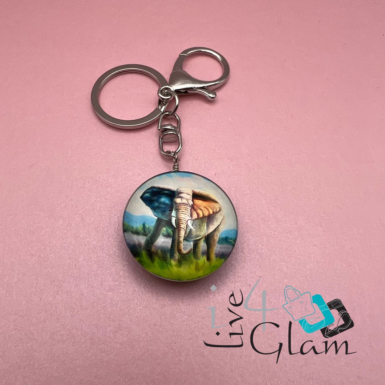 Glass Elephant Key Chain, Style: Style 1