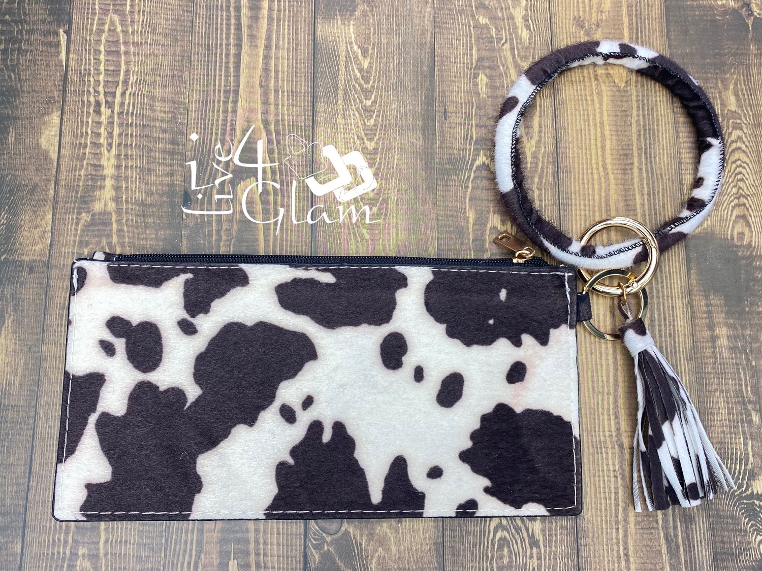 Pattern Wristlet , Color: White Cow Print