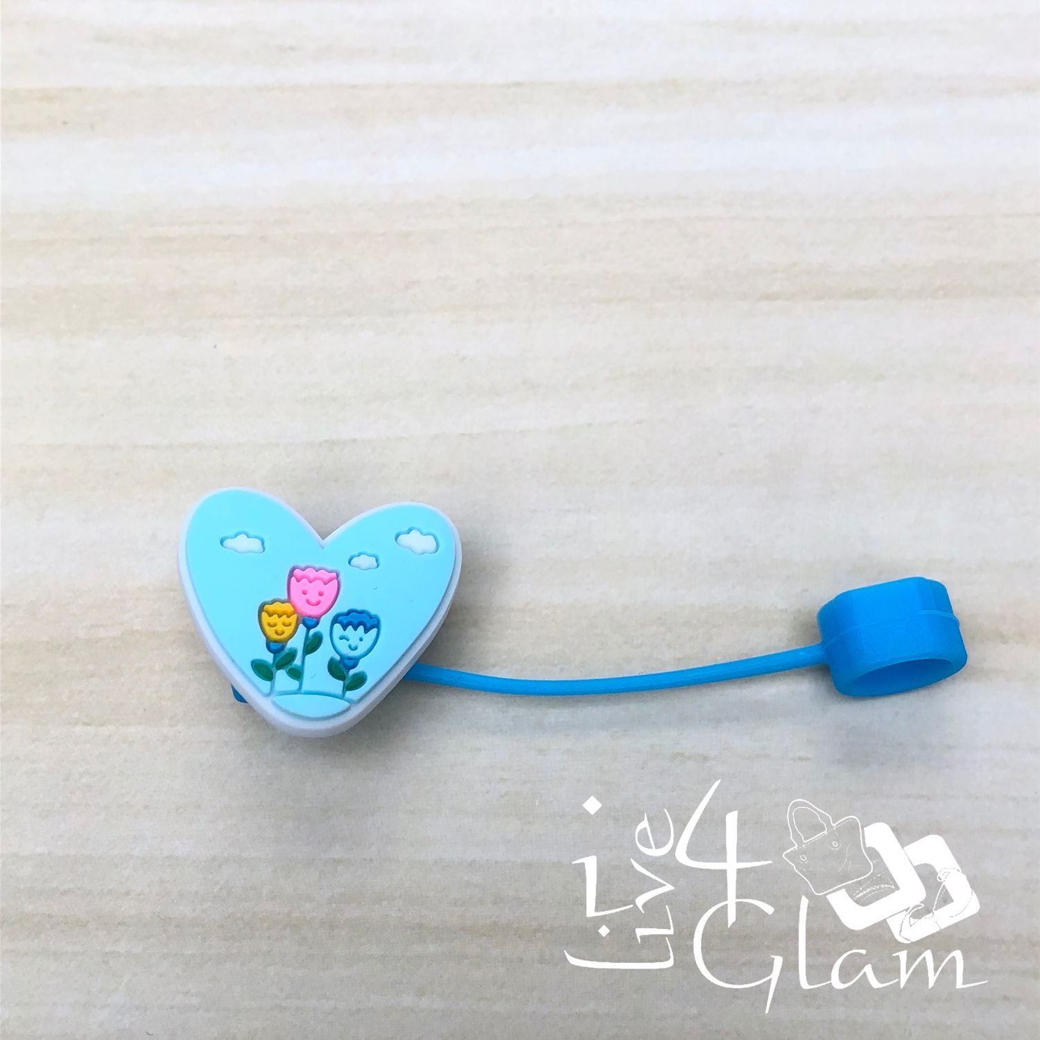 Heart Large Straw Cover, Color: Blue
