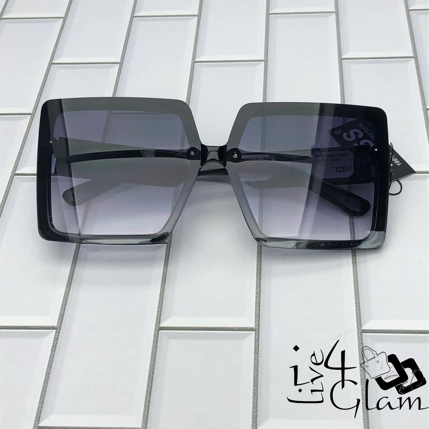 Sunglasses Fancy Square , Color: Black