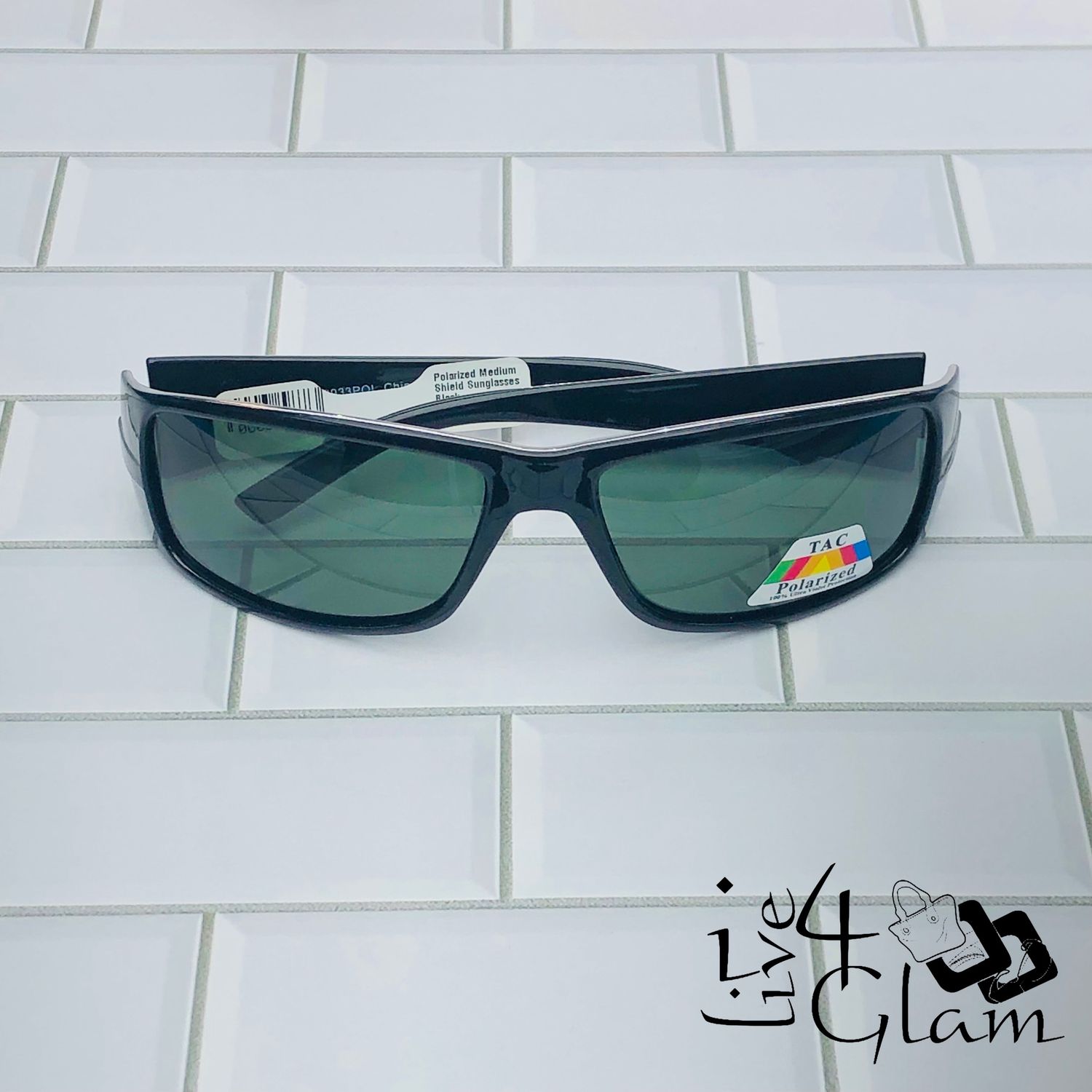 Polarized Medium Shield Sunglasses, Color: Black