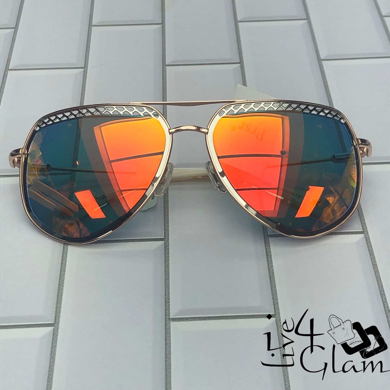 Pattern Handle Reflective Sunglasses