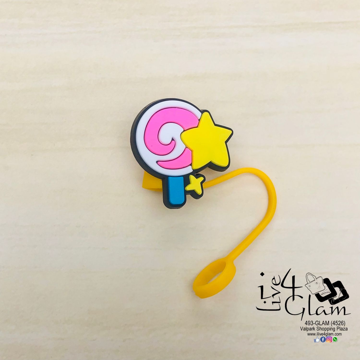 Lollipop w Star Large Straw Cover
