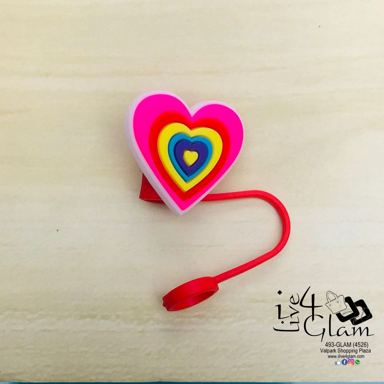 Multicolour Heart Large Straw Cover