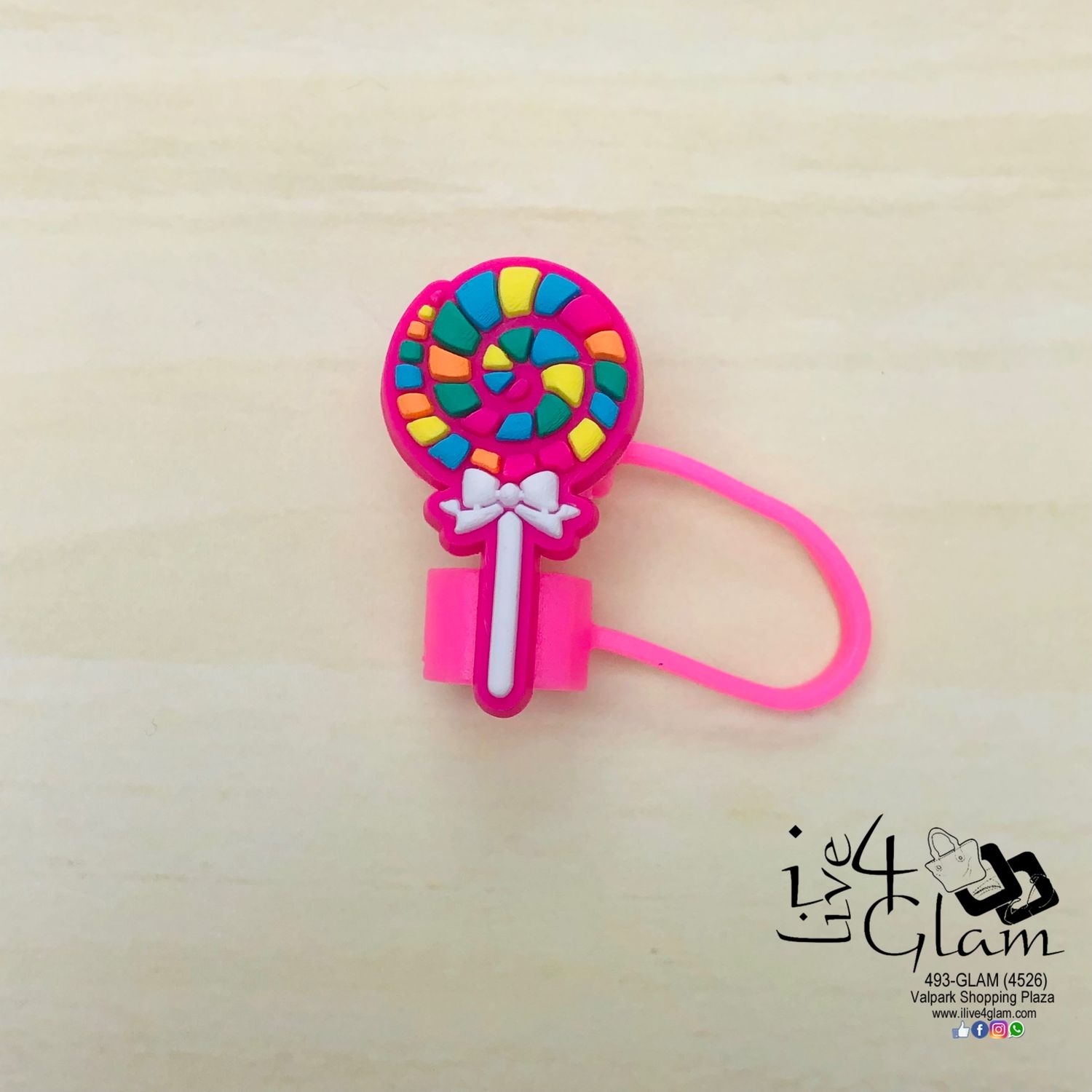 Large Pink Lollipop Straw Cover
