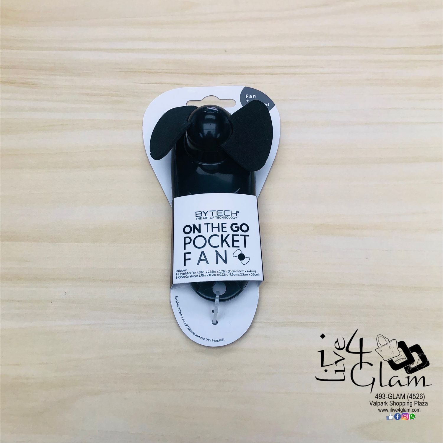 Mini Pocket Fan/ Flashlight Black