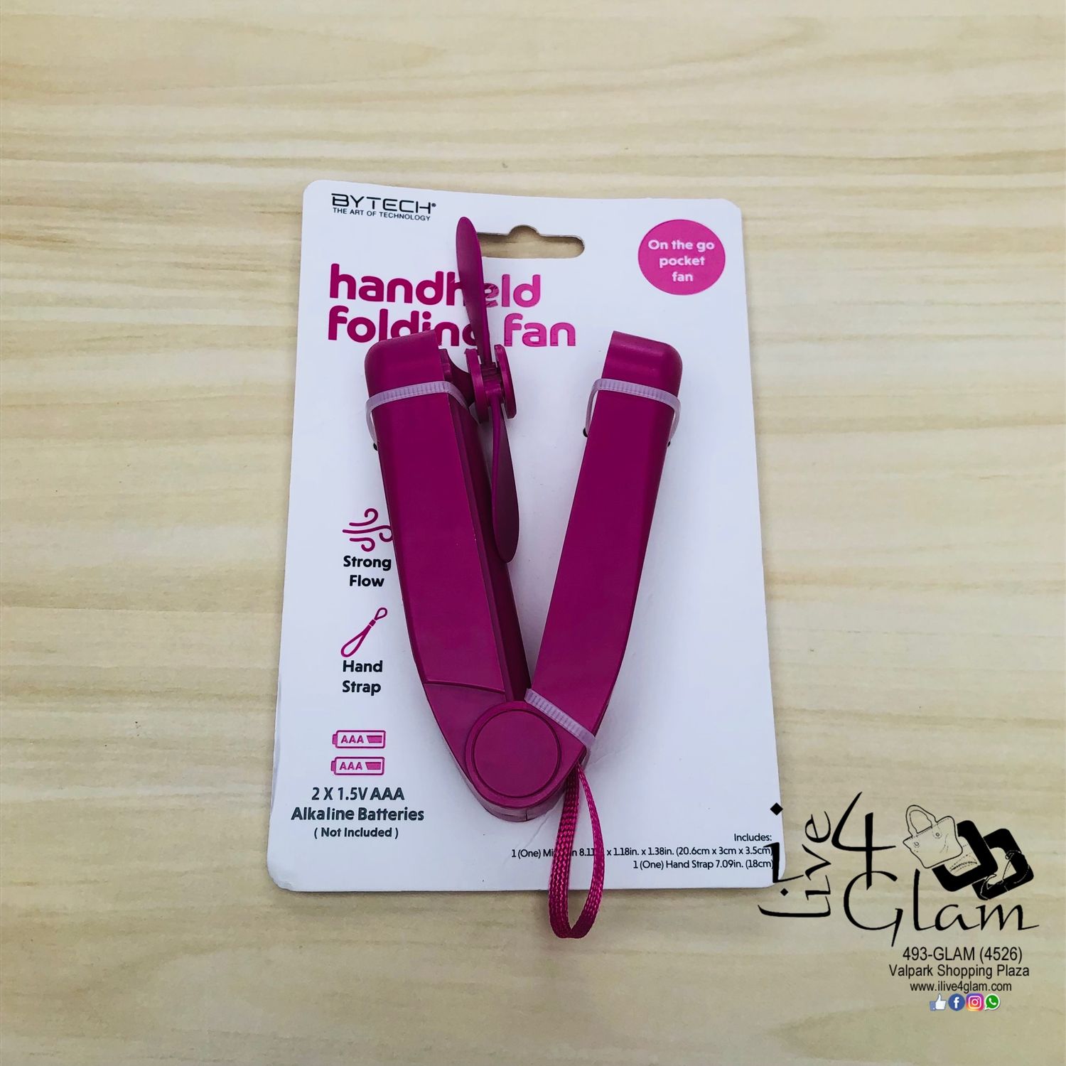 Pink Handheld Folding Fan