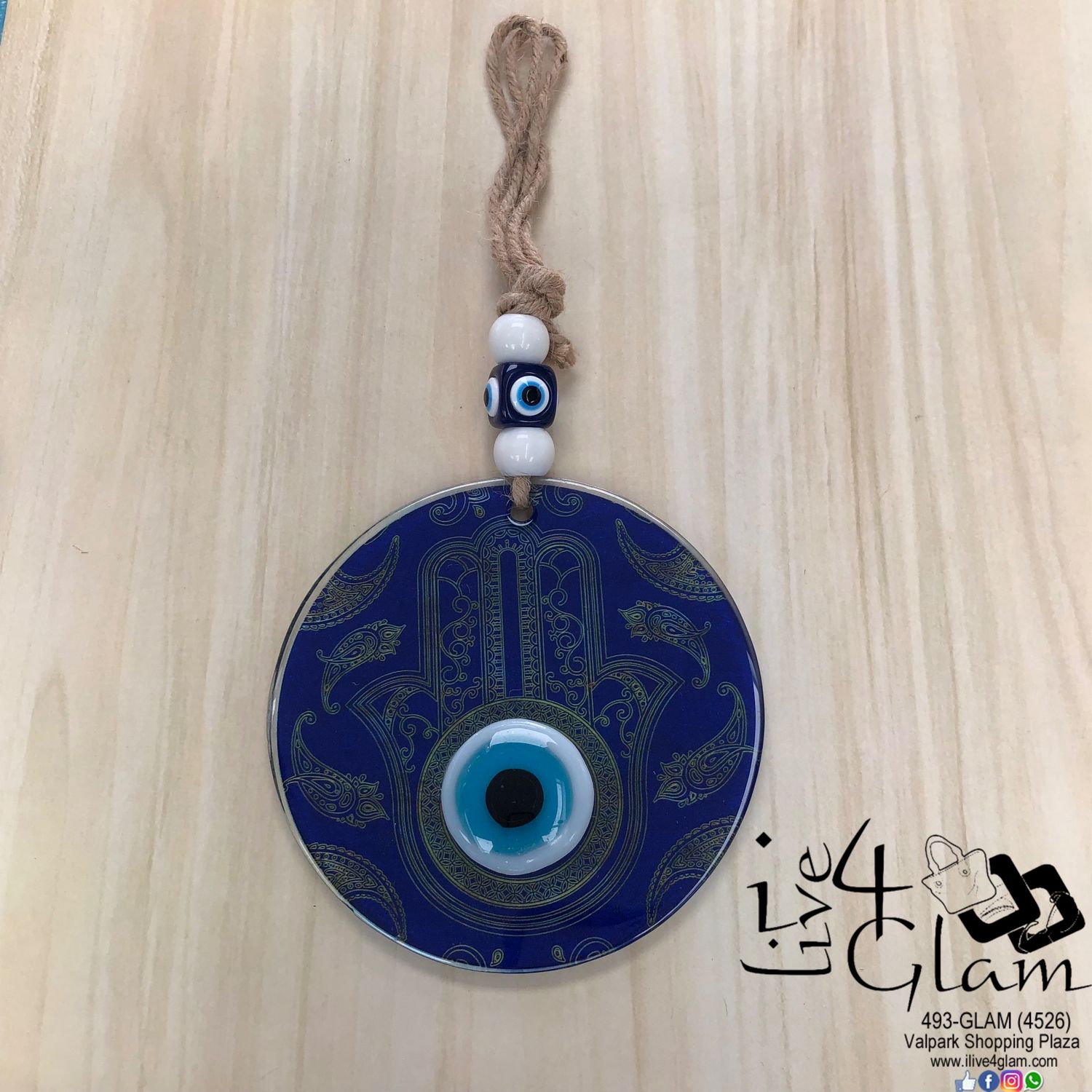 Glass Evil Eye Decoration Mandala Pattern