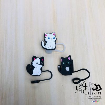 Large Cat Silicone Straw Cover