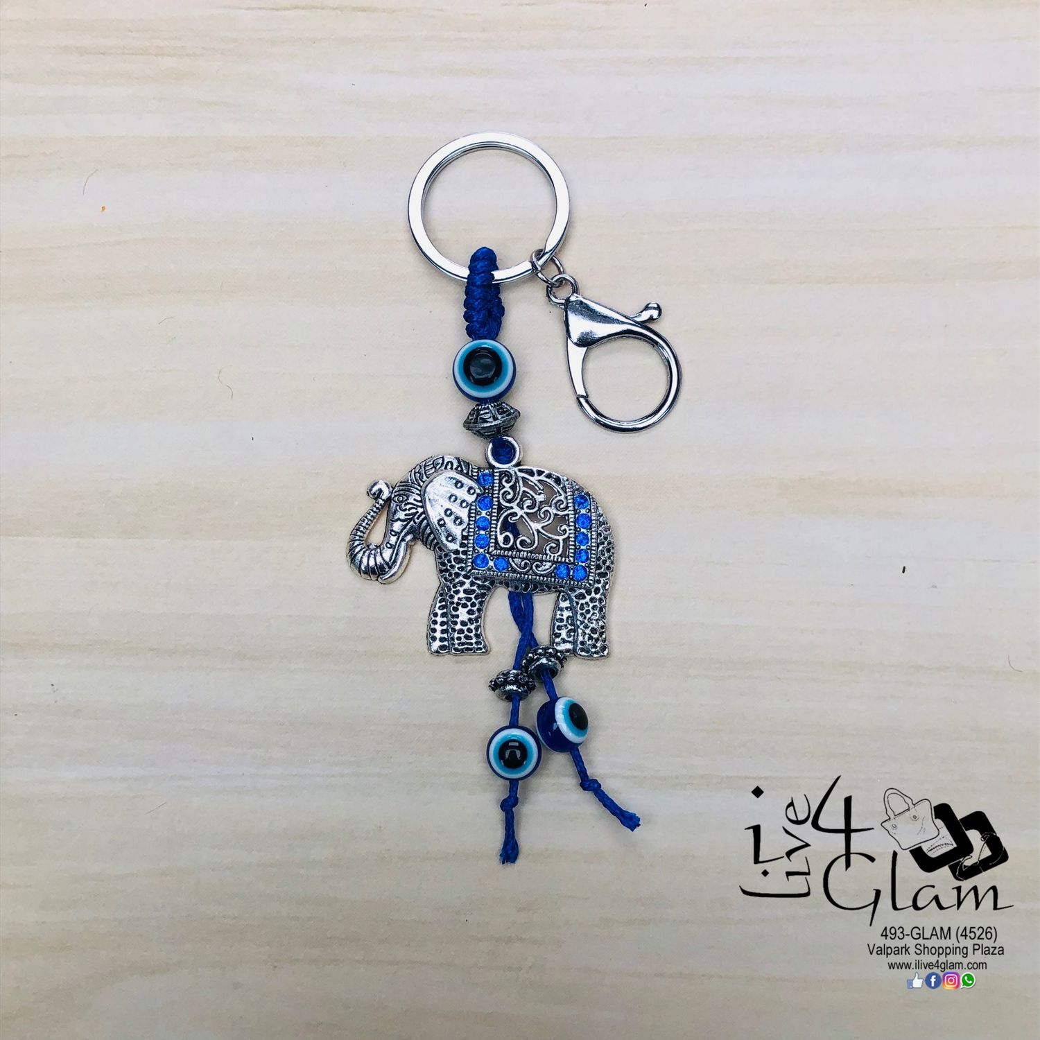 Bead Evil Eye Keychain Elephant