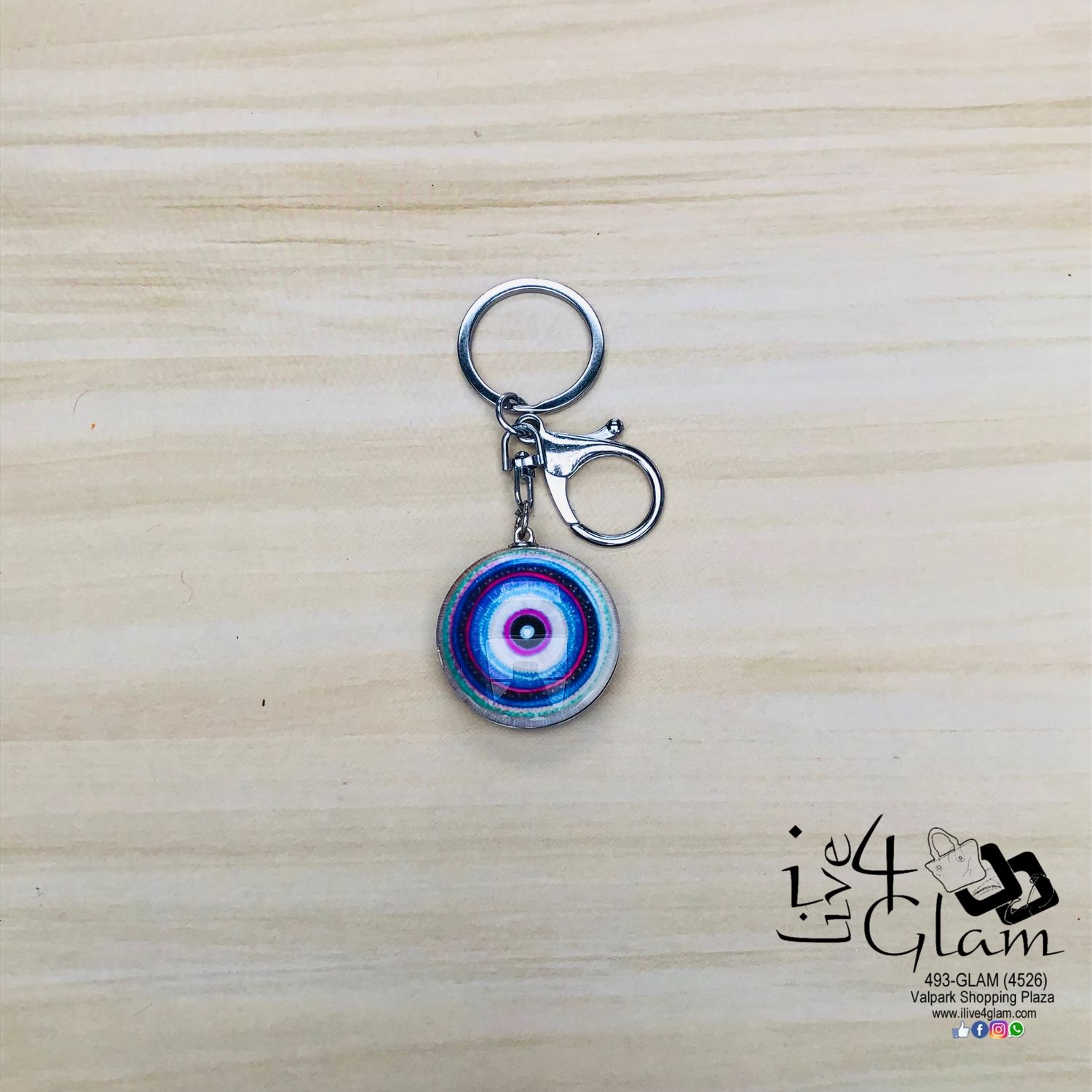 Glass Multicolor Evil Eye Keychain