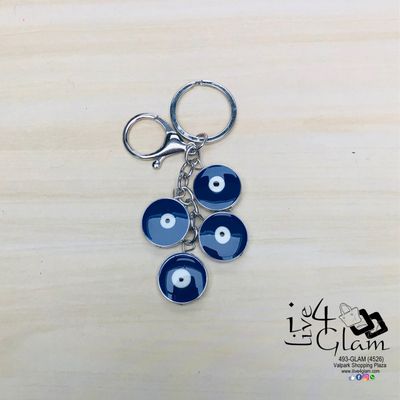 Hanging Evil Eye Key Chain Dark Blue Silver