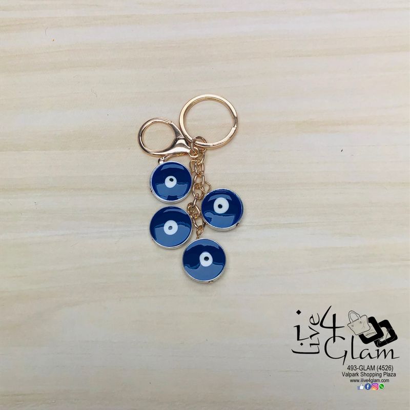 Hanging Evil Eye Key Chain Dark Blue Gold