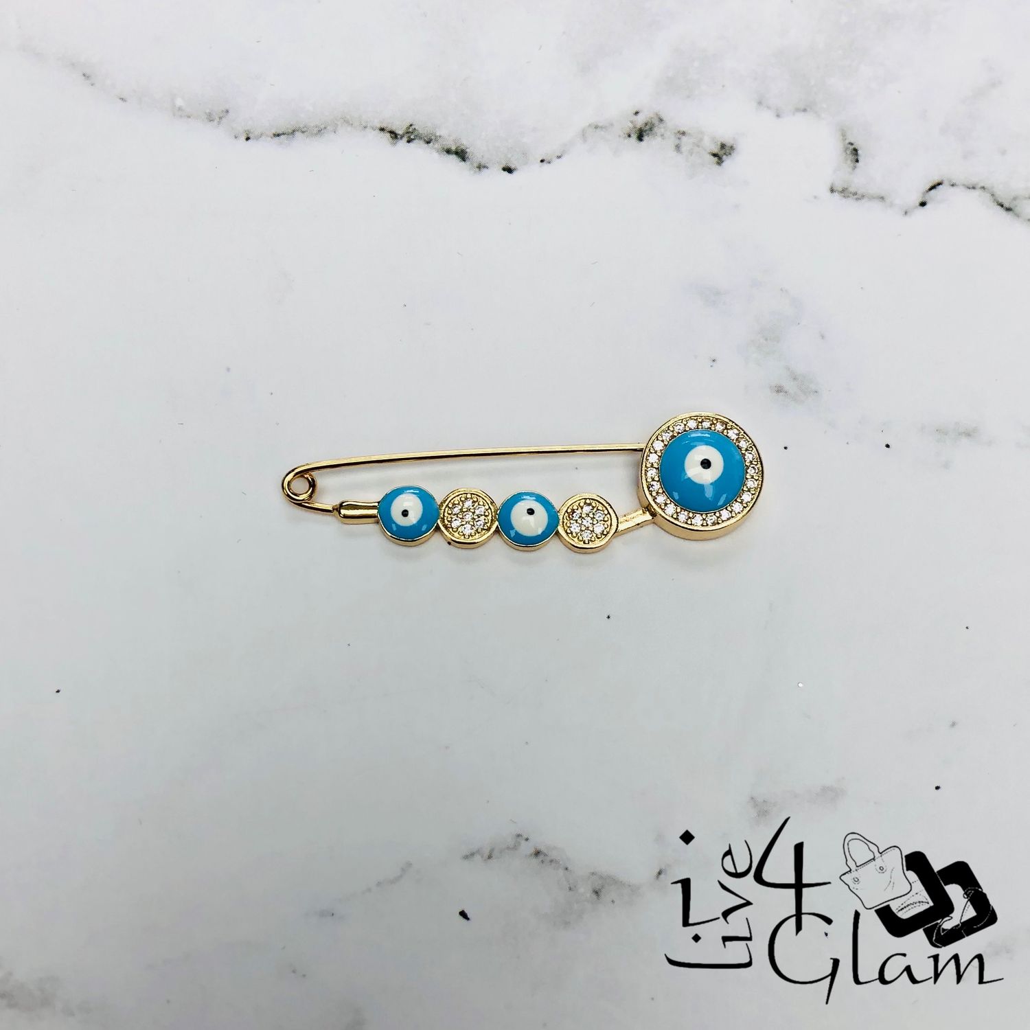 Light Blue Evil Eye Pin Gold