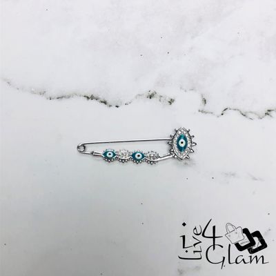 Teal Evil Eye Pin Silver