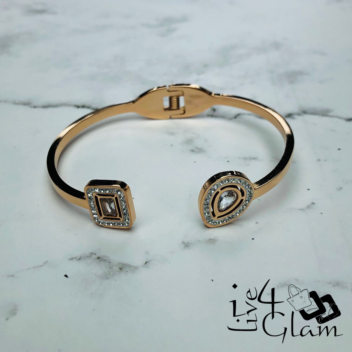 Stainless Steel Rose Gold Cz Bangle