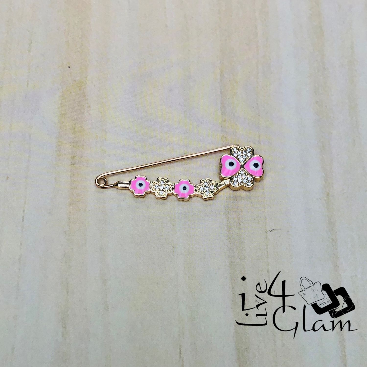 Light Pink Evil Eye Pin Gold