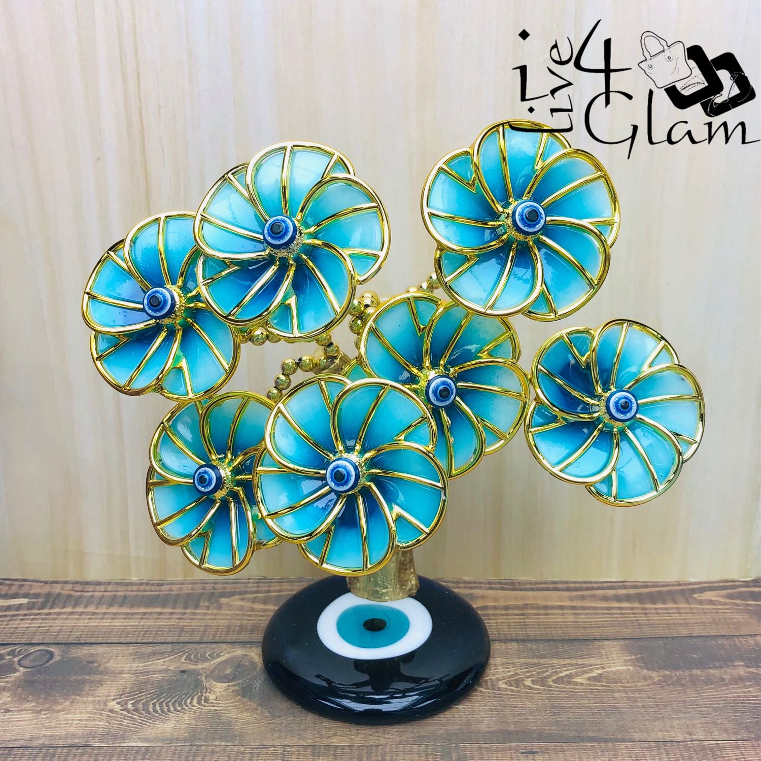 Teal Flower Evil Eye Protection Tree Decoration