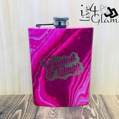Stainless Steel T&amp;T Hip Flask Pink