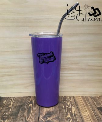 T&amp;T Stainless Steel Tumbler w Straw Purple 24oz