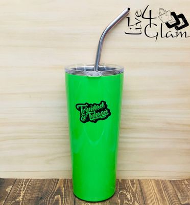 T&amp;T Stainless Steel Tumbler w Straw Green 24oz