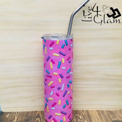 Tumbler w Straw Pink Sprinkles 20oz