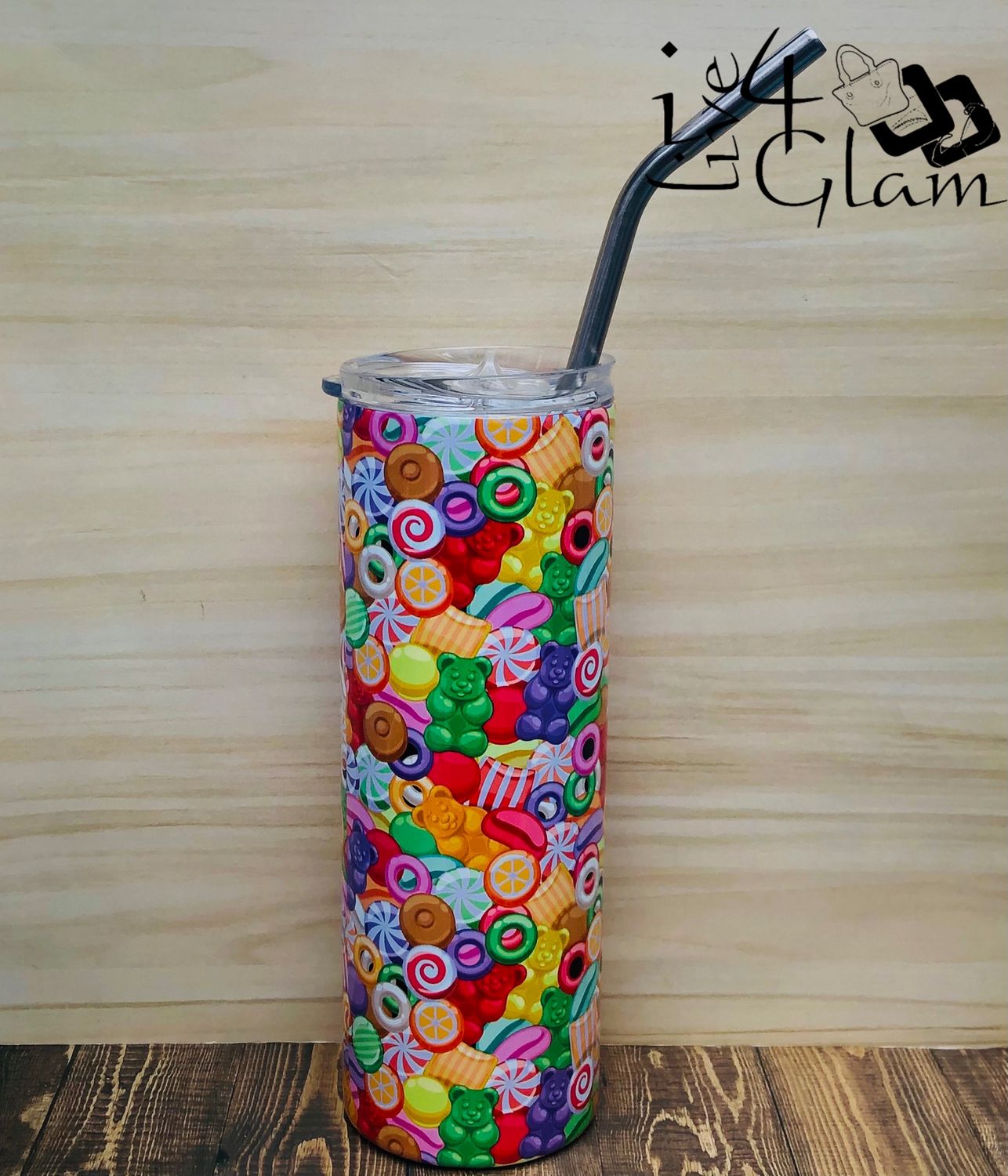 Tumbler w Straw Candy 20oz