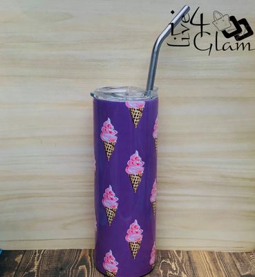 Tumbler w Straw Purple Ice Cream 20oz