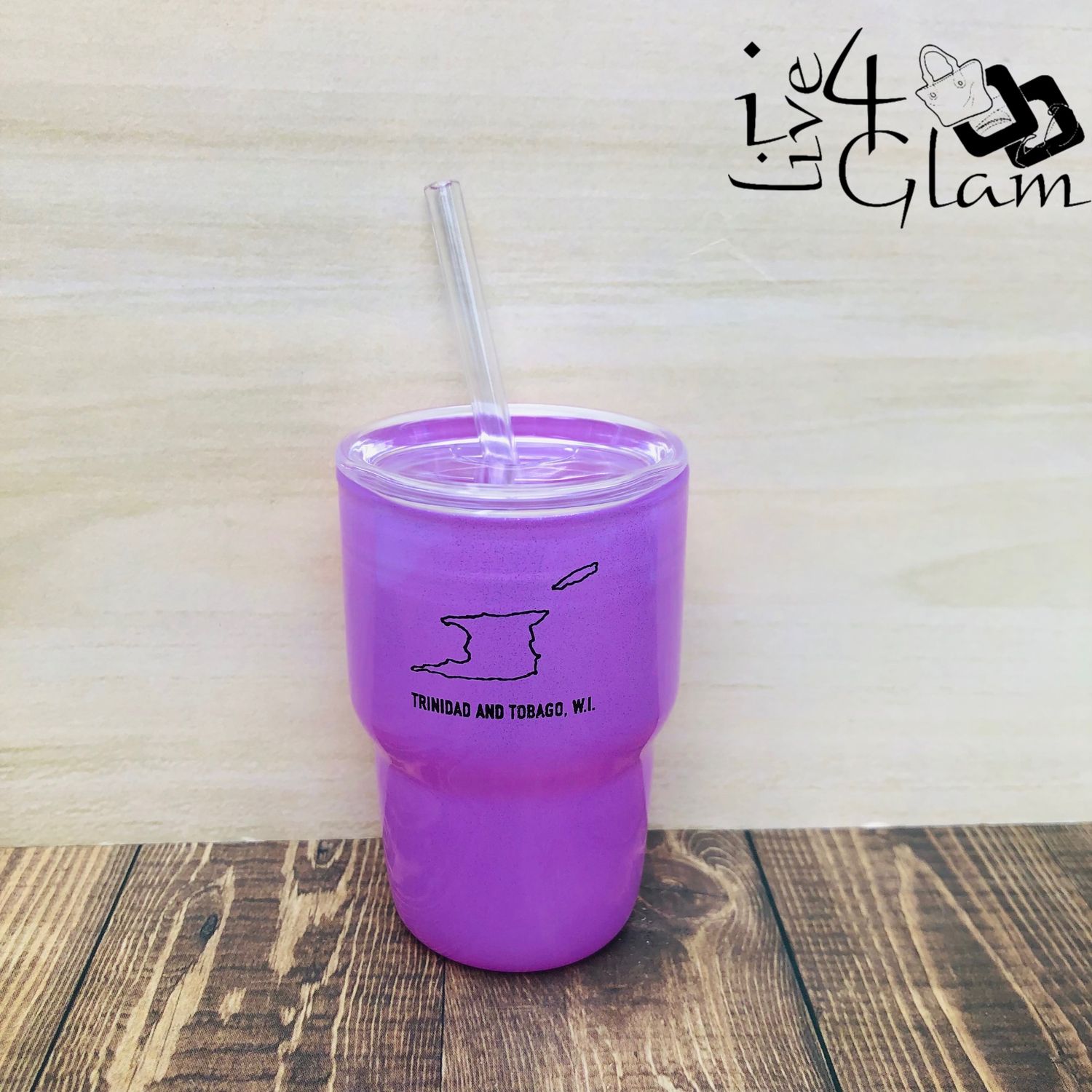 T&amp;T  Purple Glitter Shot Glass w Straw