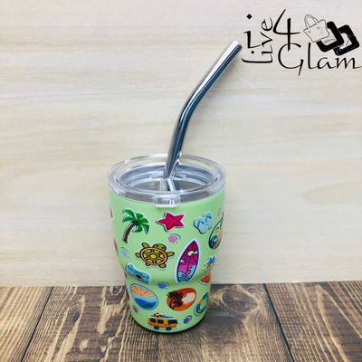 Beach Shot Glass w Straw Green 2oz