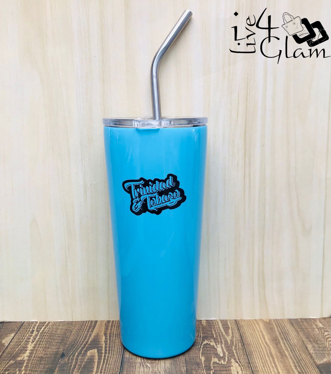T&amp;T Stainless Steel Tumbler w Straw Blue 24oz