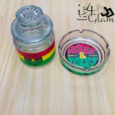 Roast and Toast Glass Stash Jar &amp; Ash Tray Set
