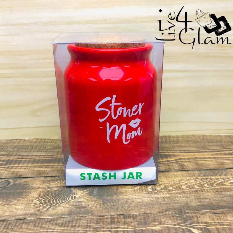 Red Stoner Mom Stash Jar