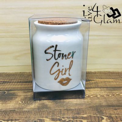 White Stoner Girl Stash Jar