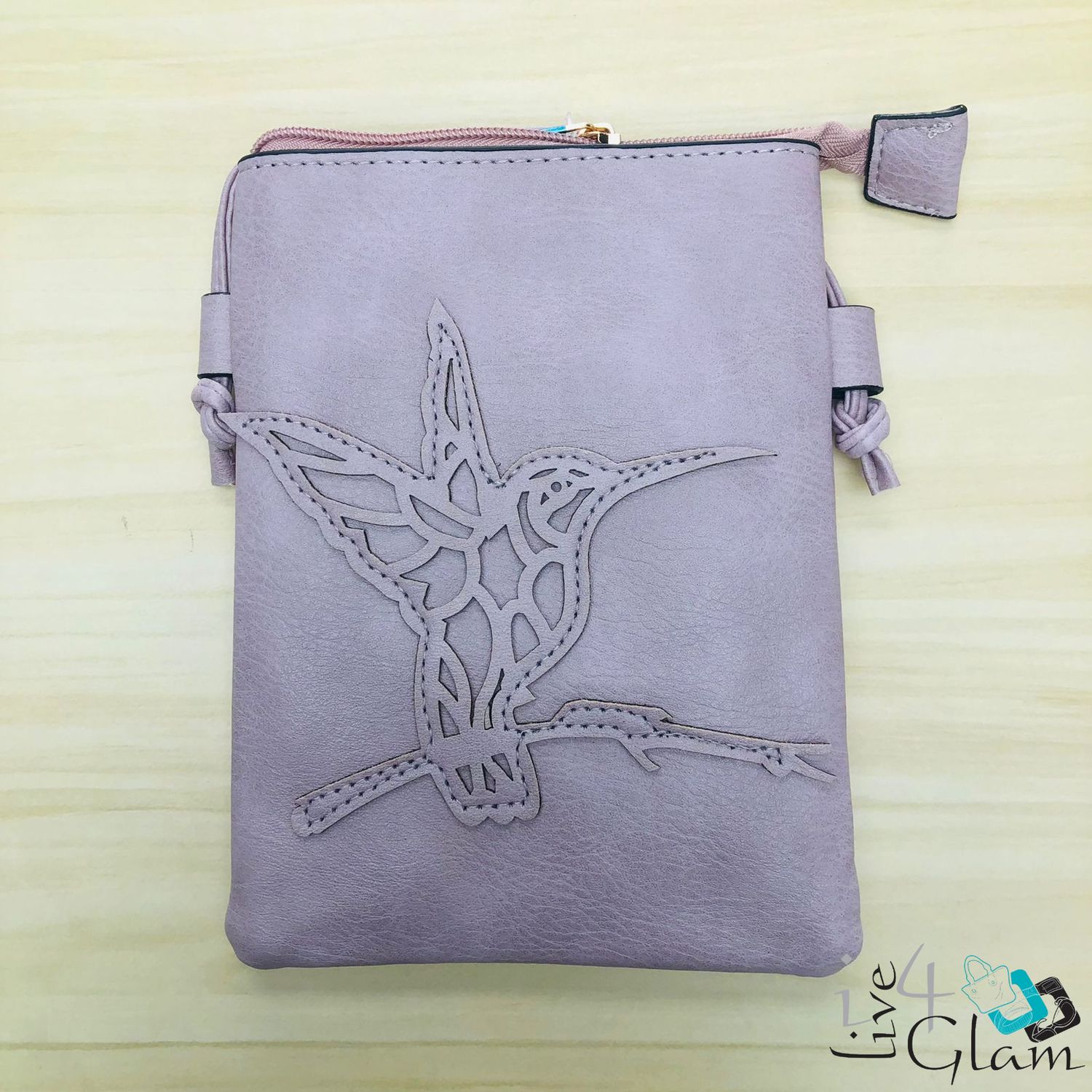 Leather Cross Body Bag Lilac Hummingbird