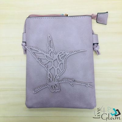 Leather Cross Body Bag Lilac Hummingbird