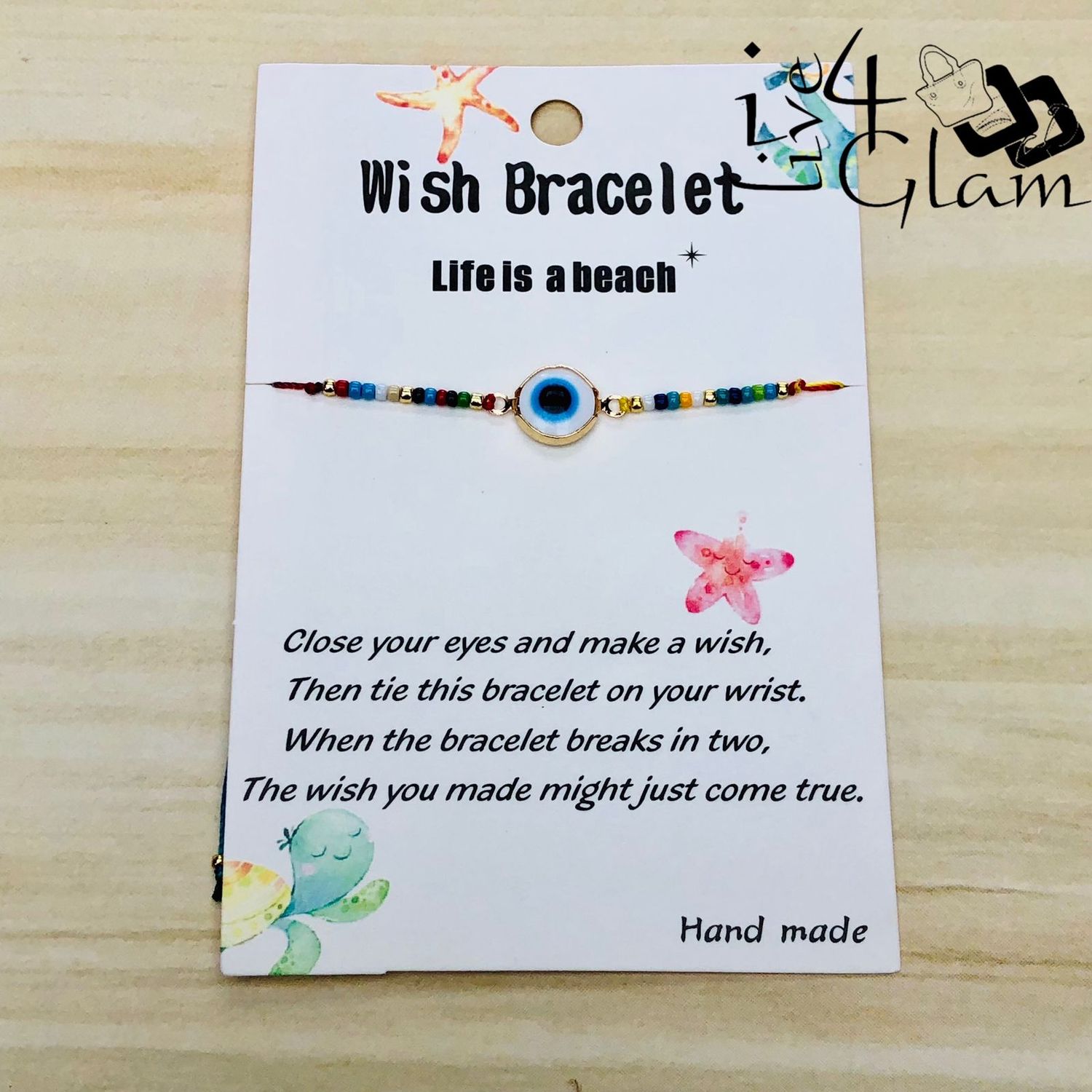 Wish Evil Eye Pull String Bracelet, Color: Multicolour