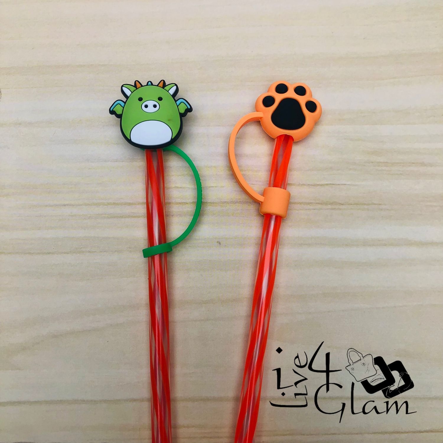 Neon Orange Straw w Cover