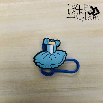 Large Blue Silicone Straw Cover