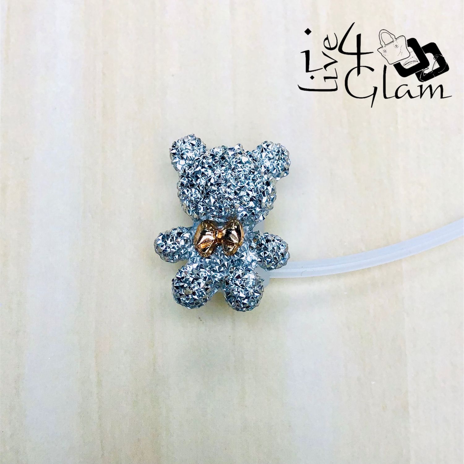 Large Silicone Straw Cover Glitter Bear