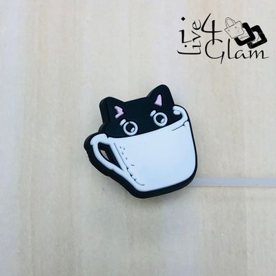 Large Black/White Silicone Straw Cover