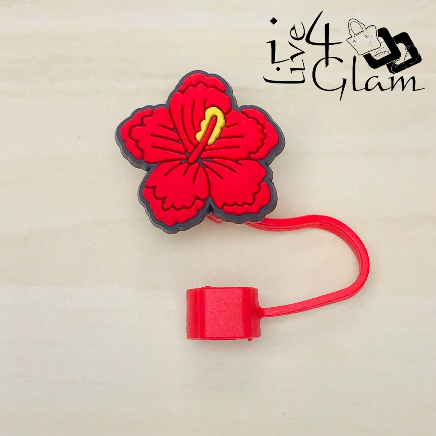 Red Hibiscus Large Straw Cover