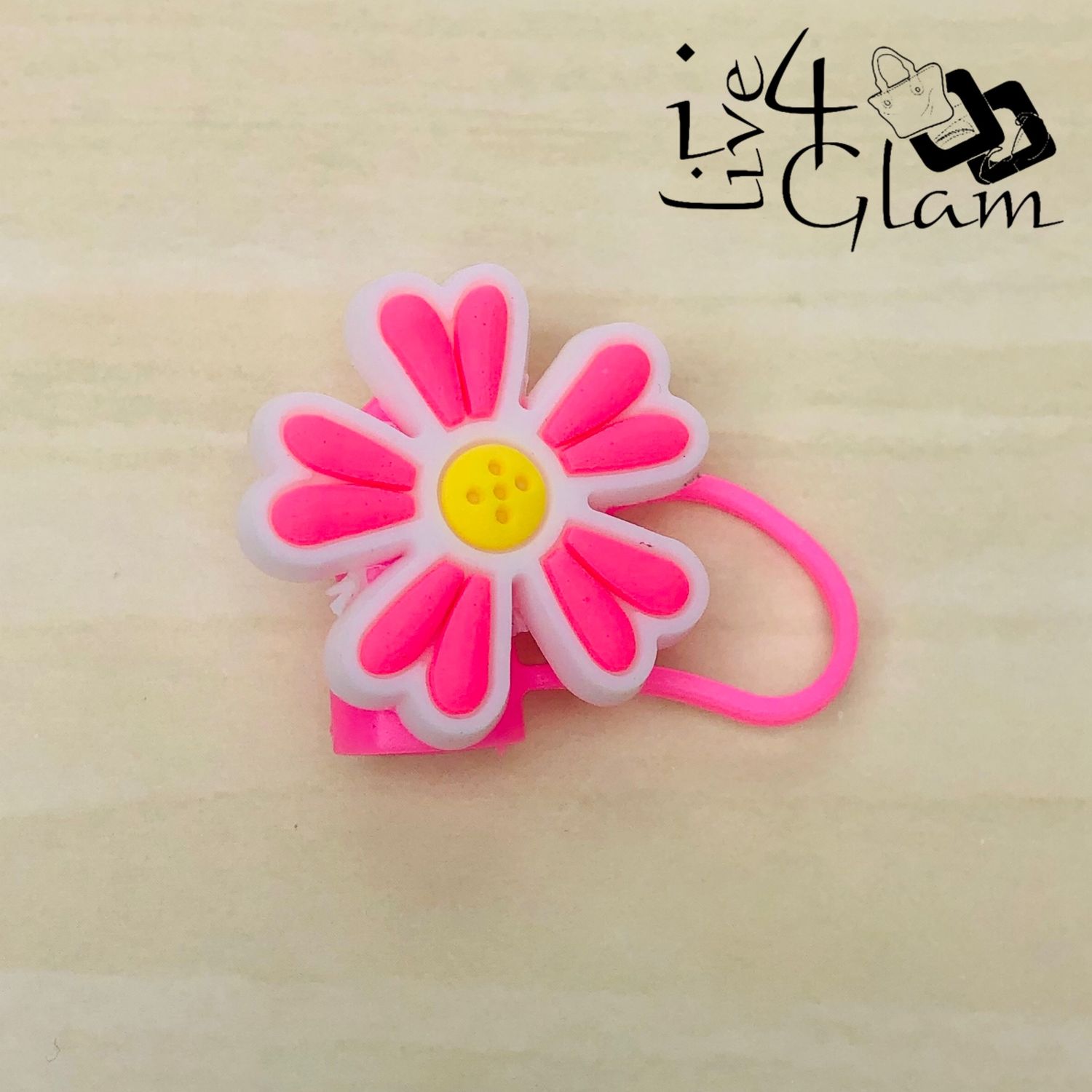 Pink w Yellow Daisy Large Straw Cover