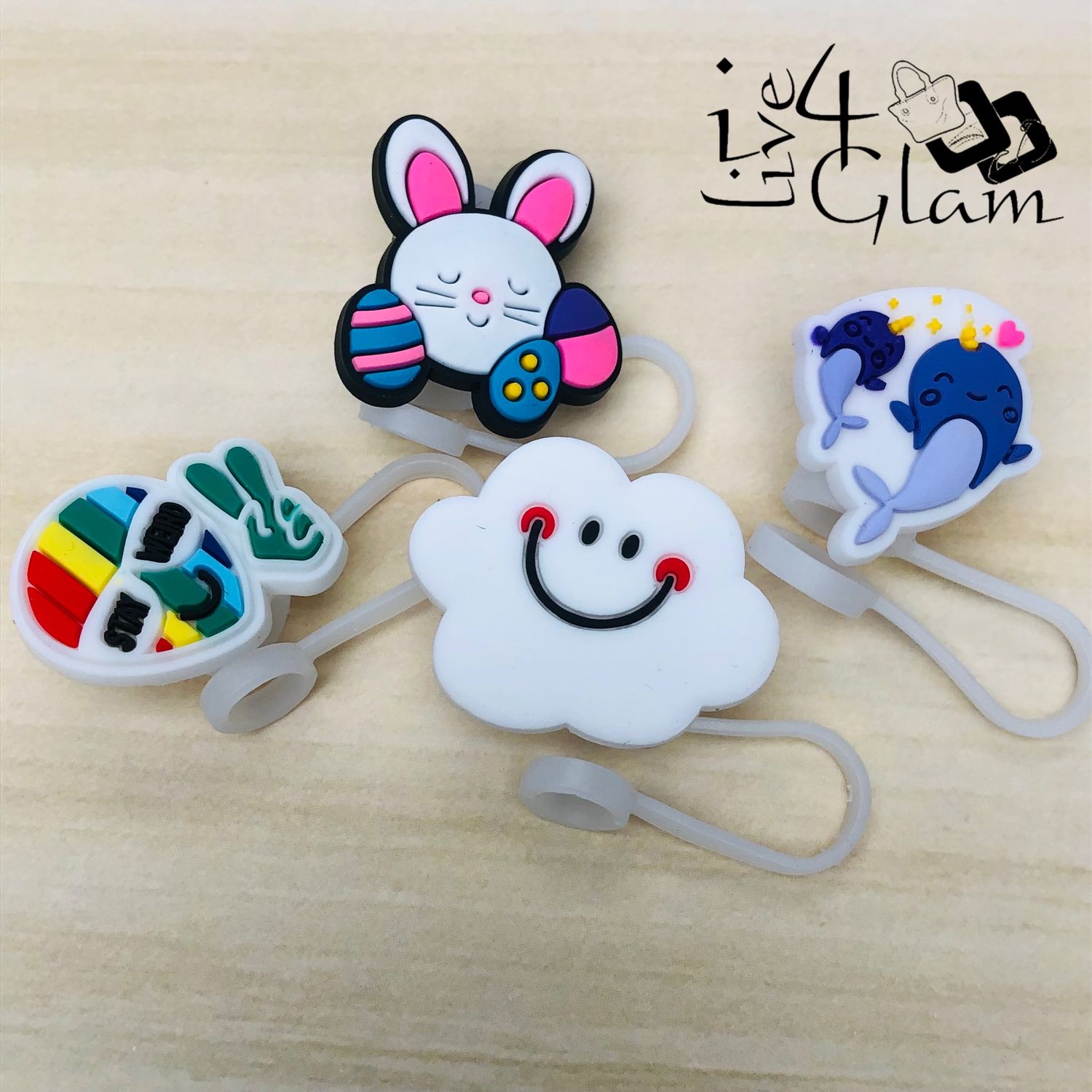 Large White Silicone Straw Cover