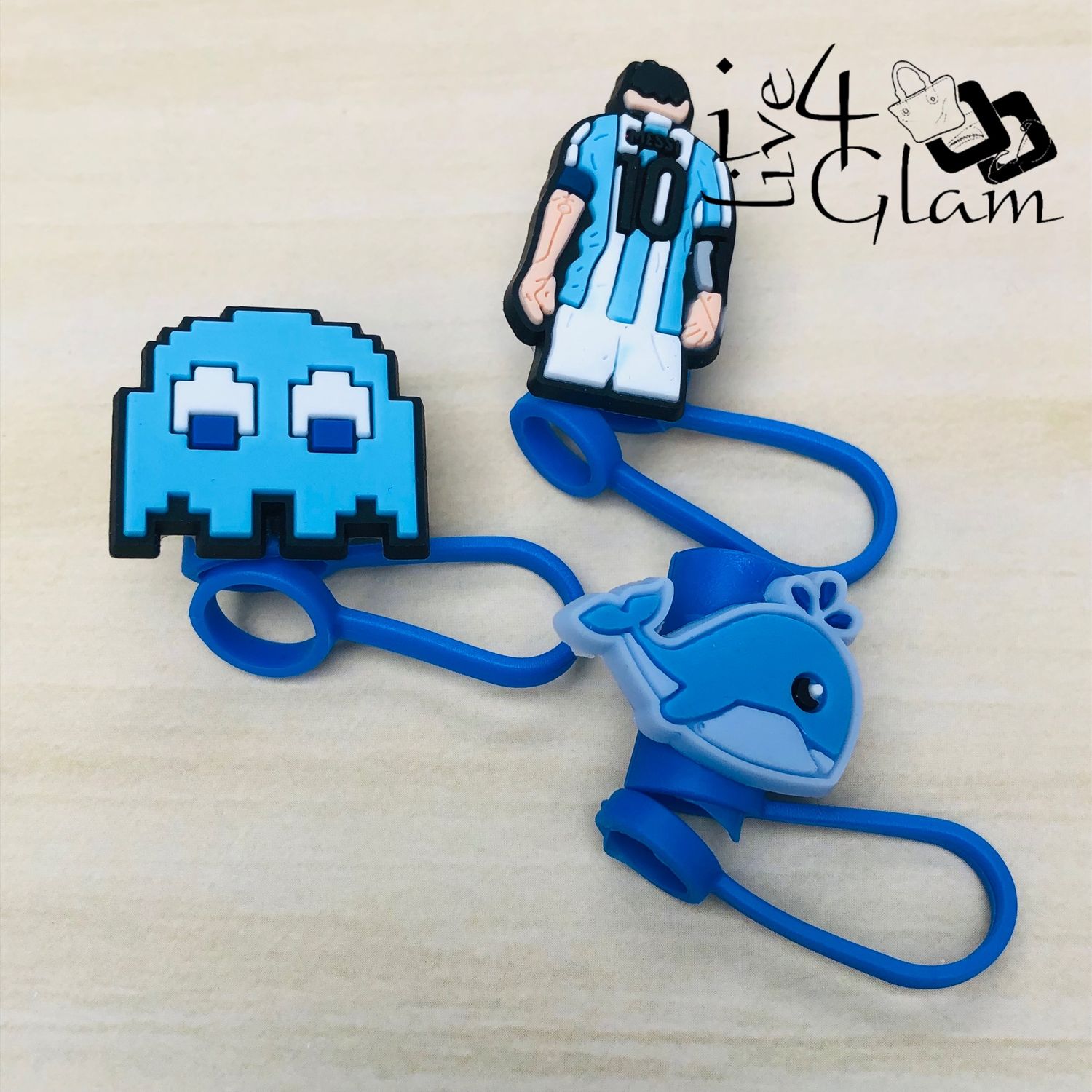 Blue Silicone Straw Cover