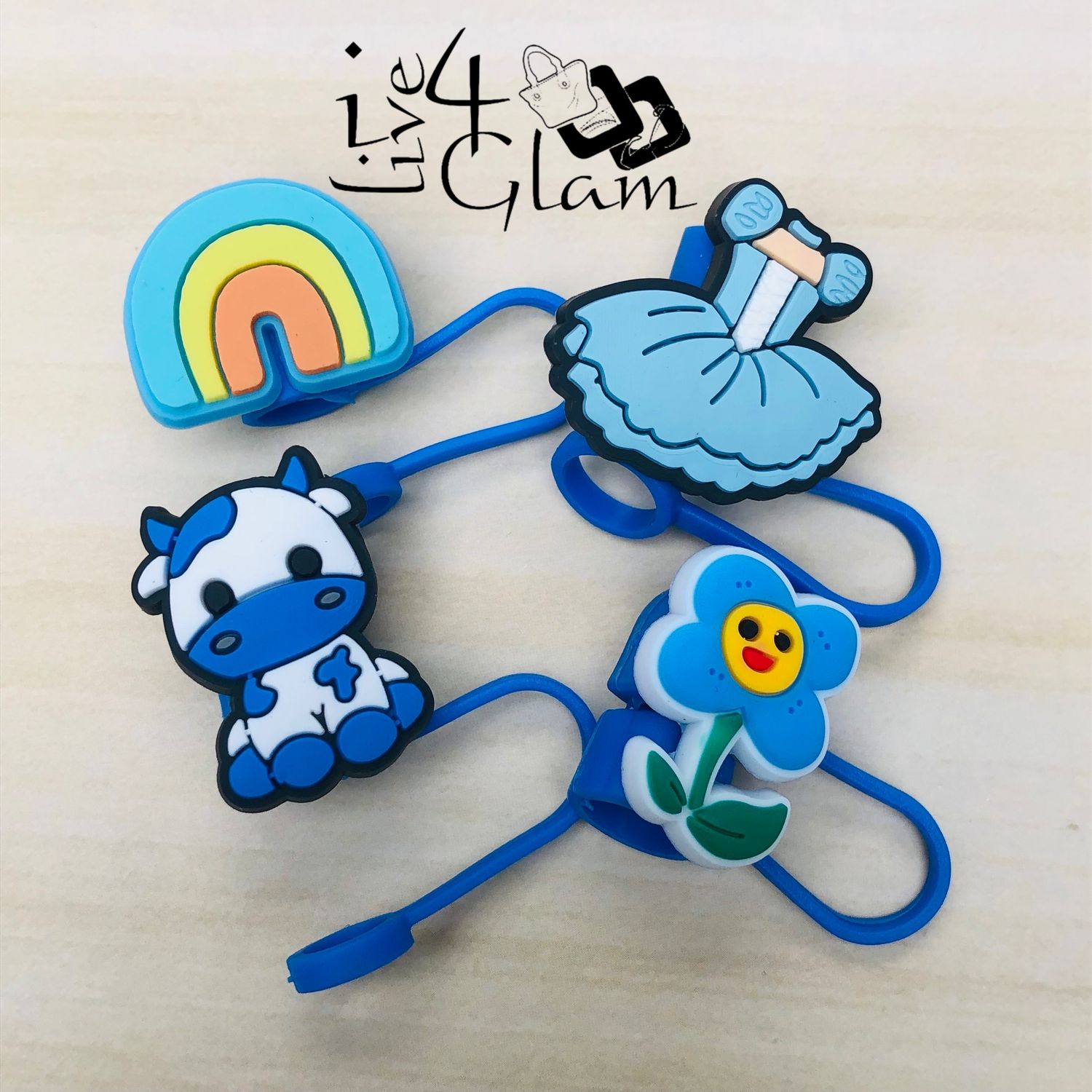 Blue Silicone Straw Cover